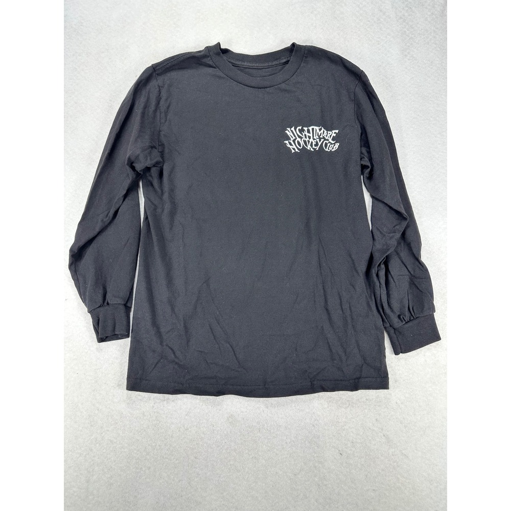 Nightmare Hockey Club Mens Long Sleeve Graphic T-Shirt Black Skeleton Hockey S